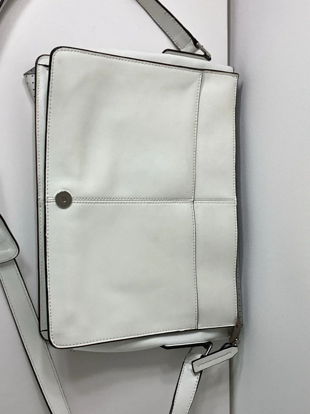 BCBGMaxAzria  VINTAGE White Perforated Leather Crossbody Shoulder Bag